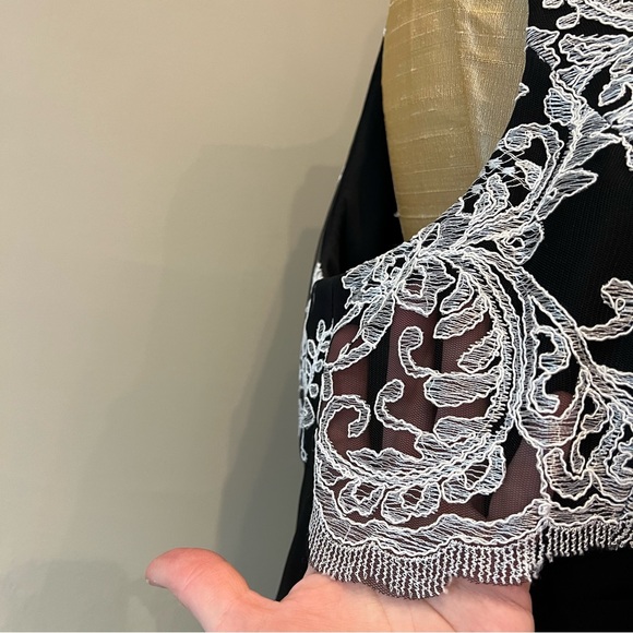 Alex Evenings 2 Pc Gown Gathered Embroidered Sheer Jacket Sleeveless Dress Sz 10 - Picture 8 of 13